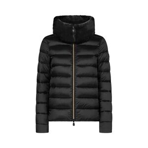 Save The Duck Mei Short Puffer Jacket + Faux Fur Collar - Women's in Black